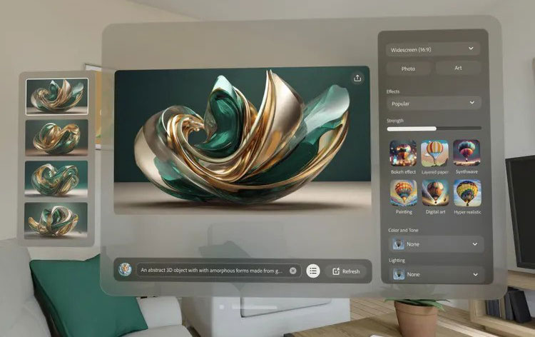 Adobe Firefly AI and Apple Vision Pro integration interface