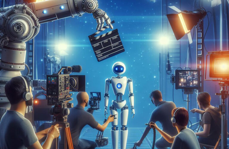 An AI robot taking over a filmmaking studio