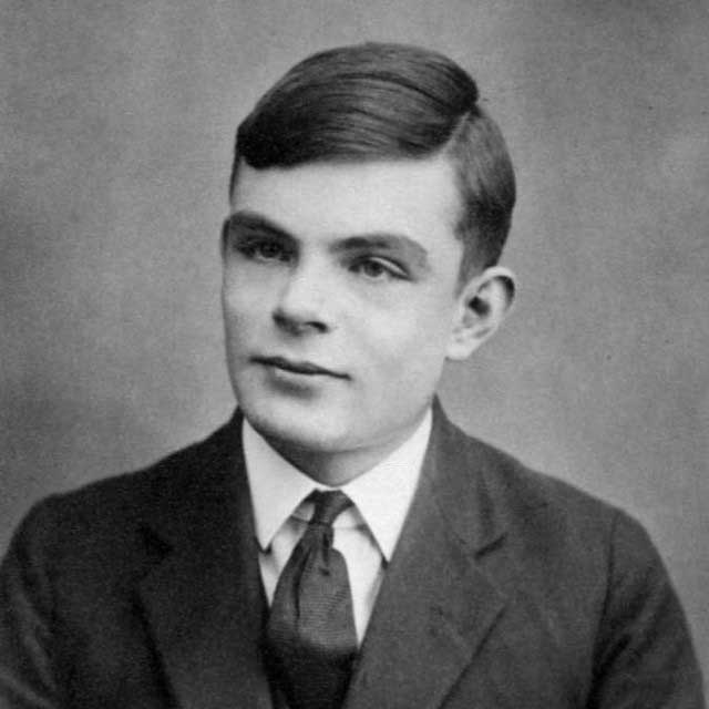 A black and white picture of Alan Turing