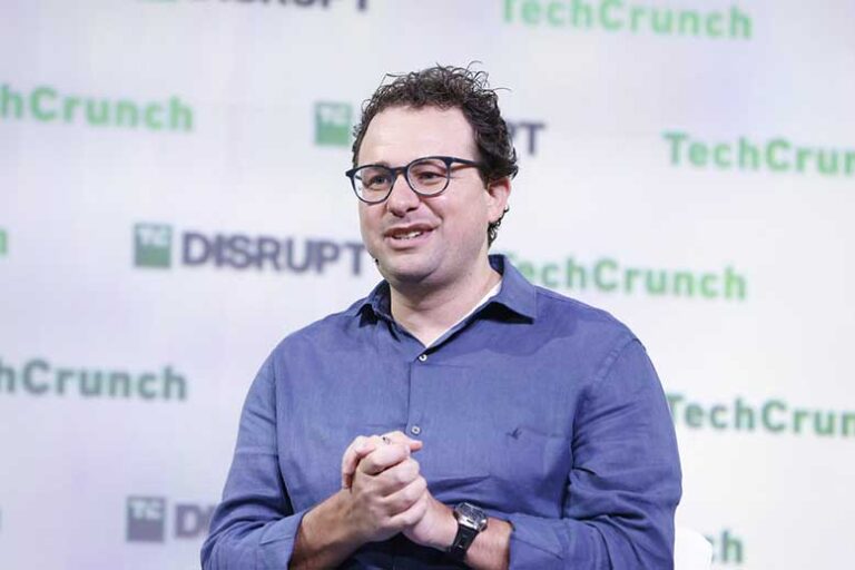 Dario Amodei speaking at TechCrunch Disrupt 2023