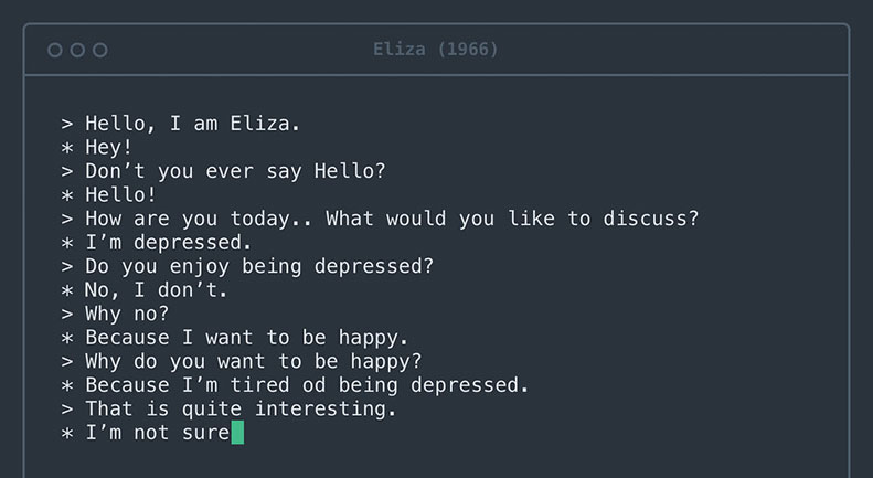 A conversation with first chatbot ever Eliza in 1966