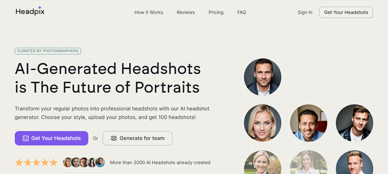 Screenshot of Headpix Headshot Generator website