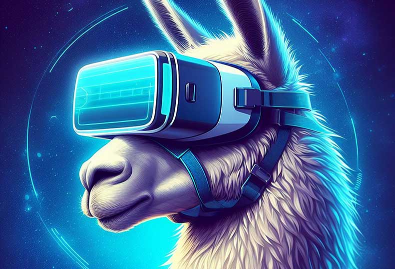 A llama with VR glasses